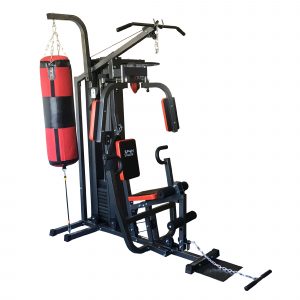 Black multigym with punch bag