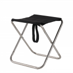 Black camping stool with silver legs