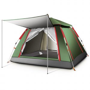 Green tent with canopy