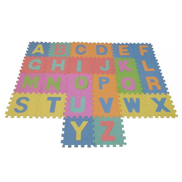 multicoloured alphabet interlocking foam floor tiles